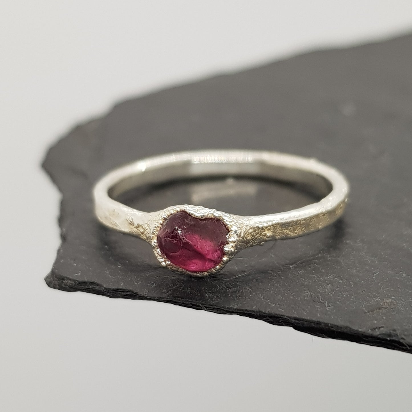 raw rhodolite garnet ring