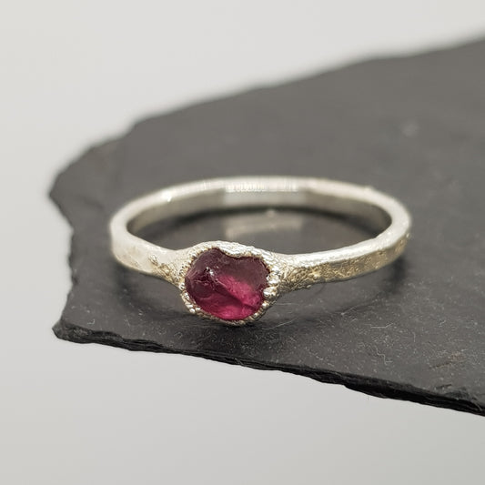 raw rhodolite garnet ring