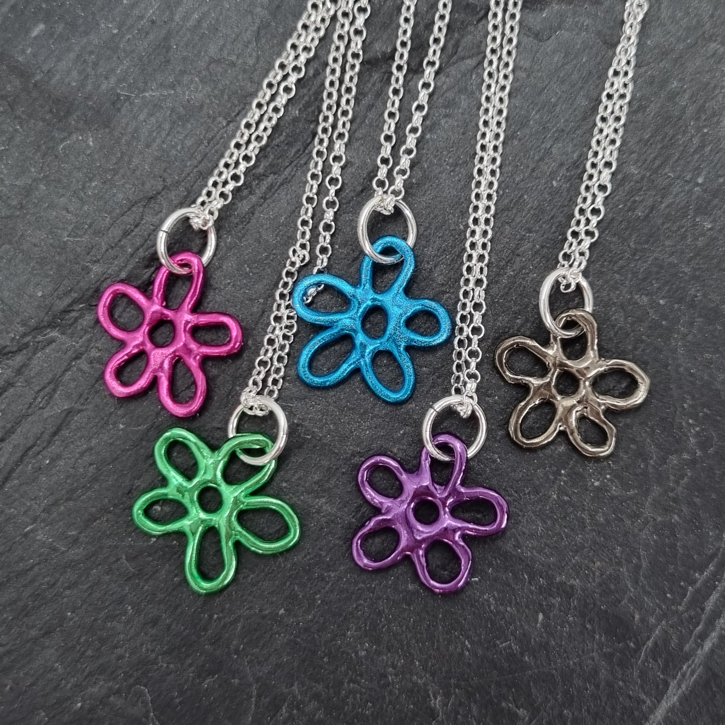 Colourful Mini Molten Flower Necklace