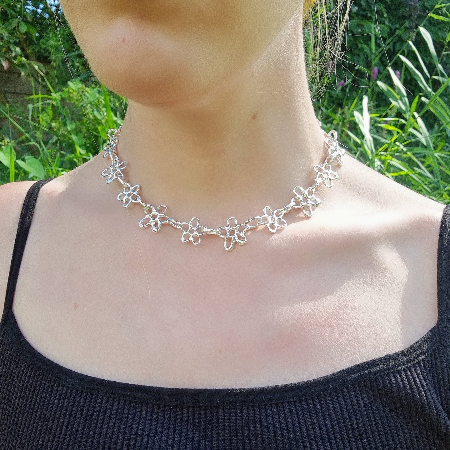chunky sterling silver chain necklace handmade by Jo Cooper