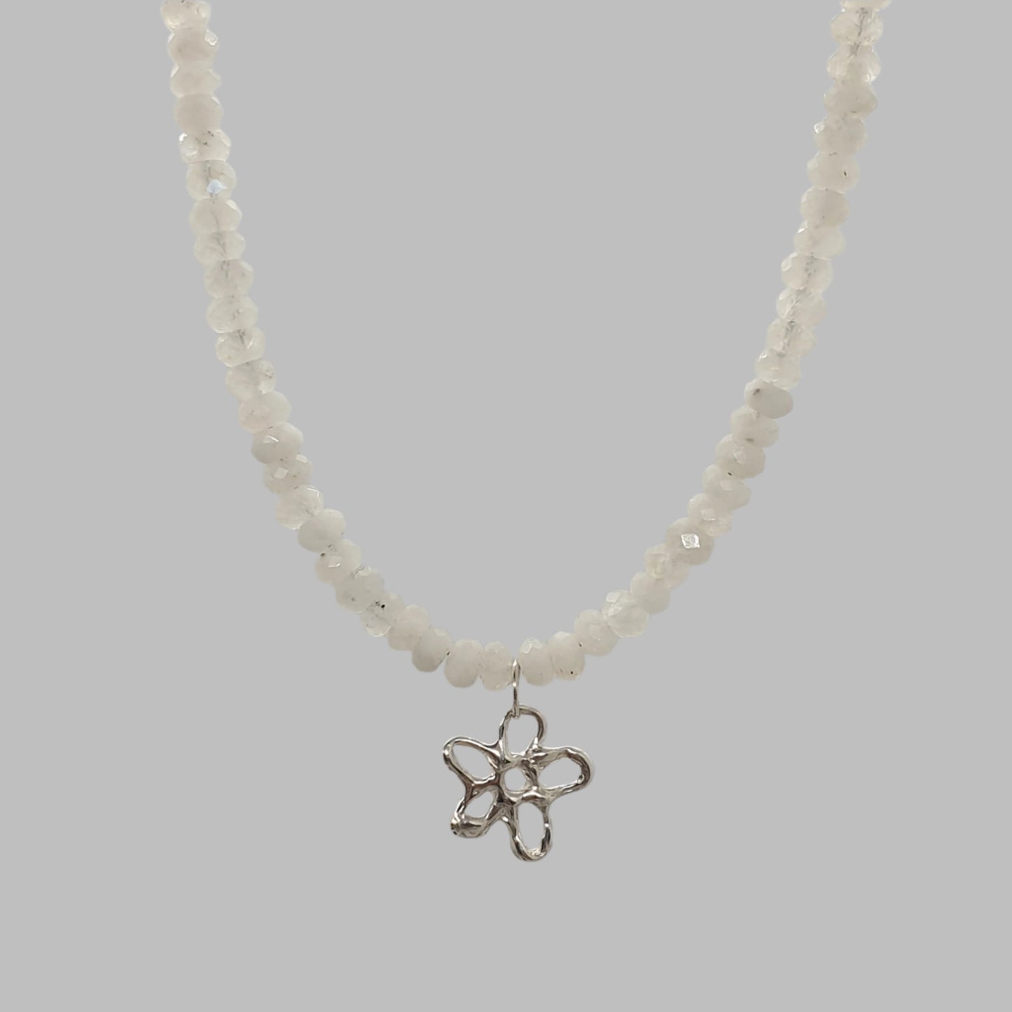 Molten Flower Moonstone Bead Necklace