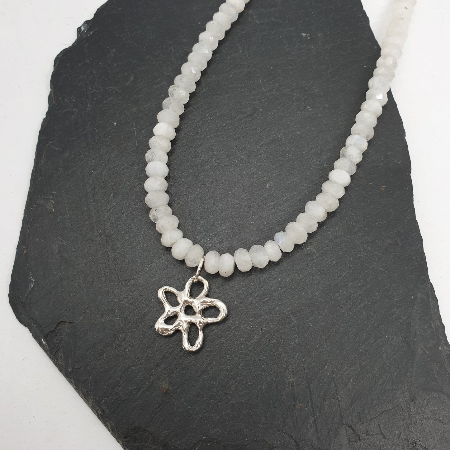 Molten Flower Moonstone Bead Necklace