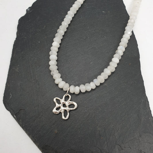 Molten Flower Moonstone Bead Necklace