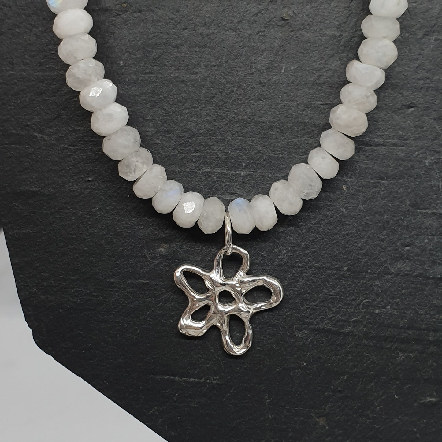 Molten Flower Moonstone Bead Necklace