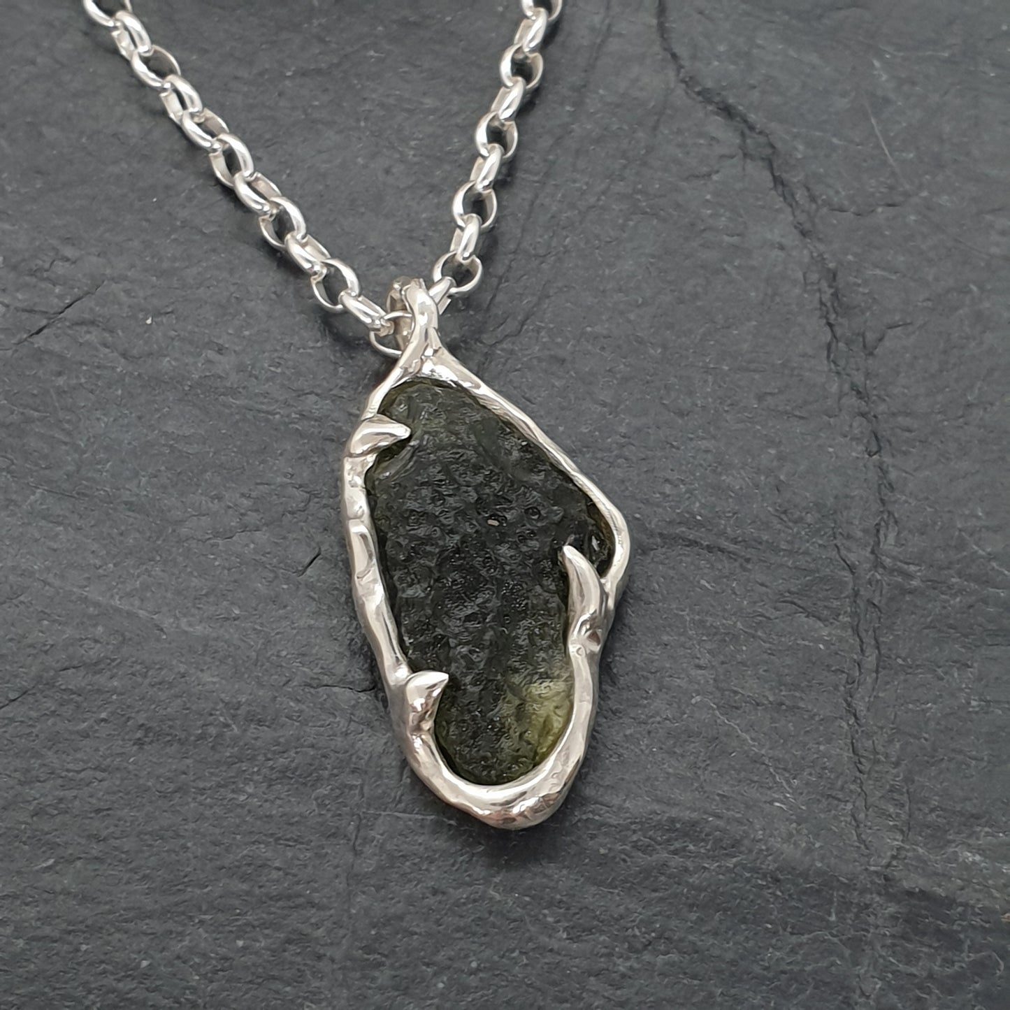 Freeform Molten Moldavite Necklace