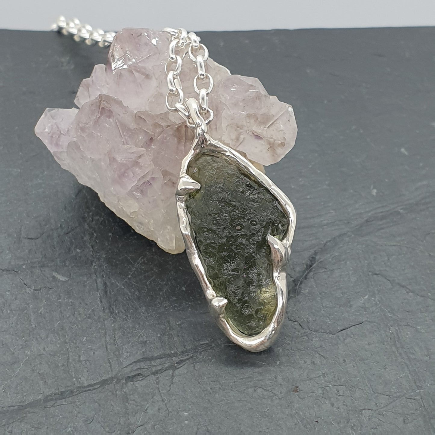 Freeform Molten Moldavite Necklace