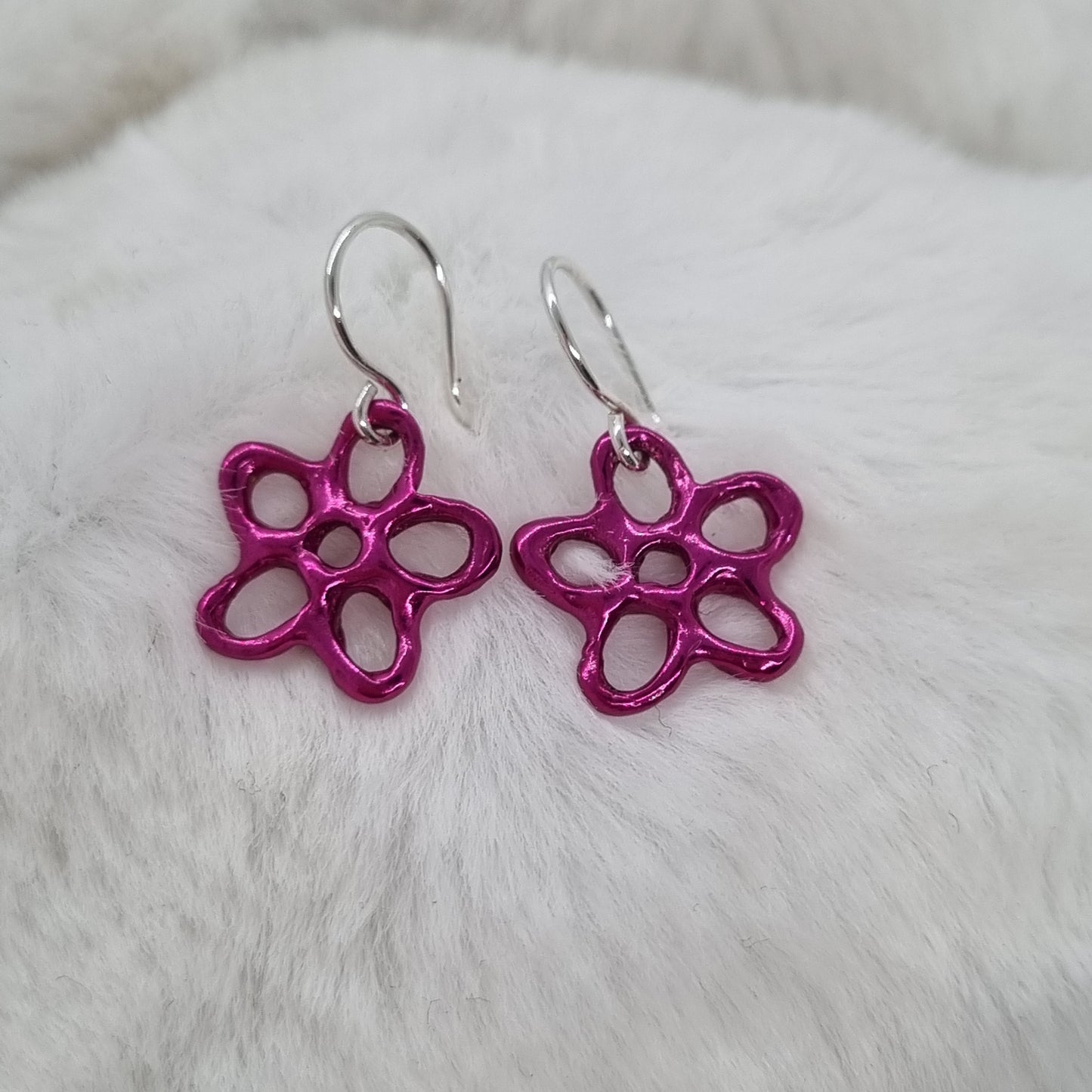 Pink Molten Flower Earrings