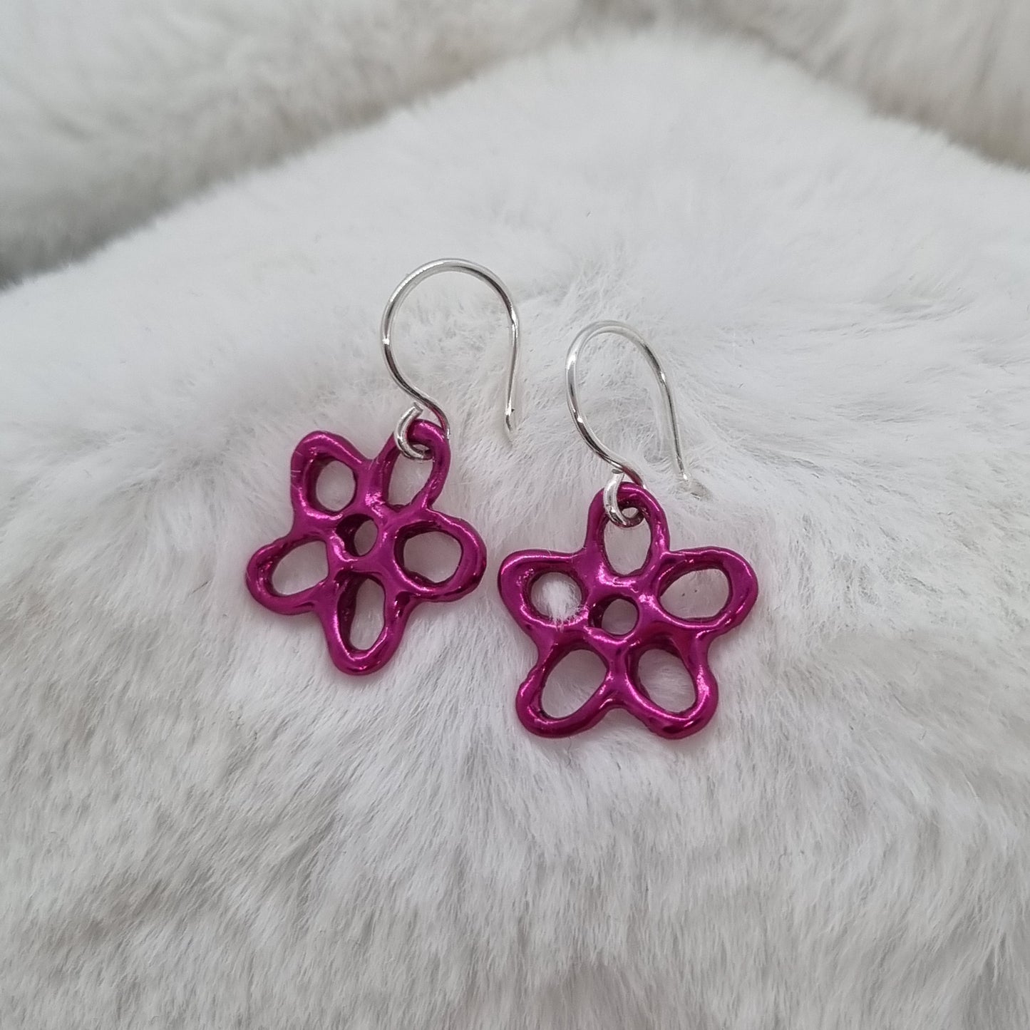 Pink Molten Flower Earrings