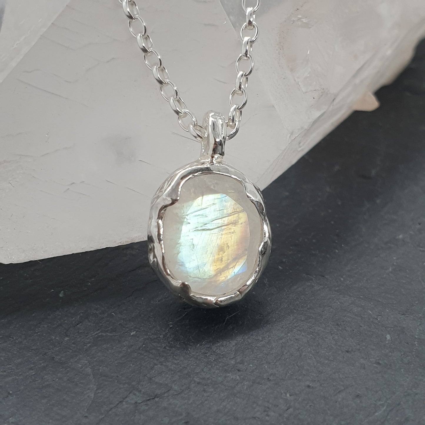 sterling silver moonstone pebble necklace