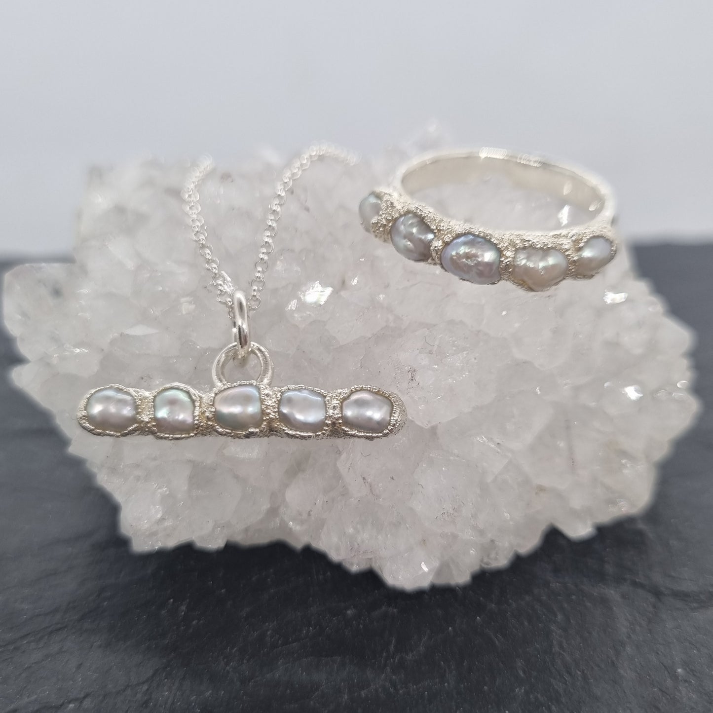 Multi Freshwater Pearl T-Bar Necklace