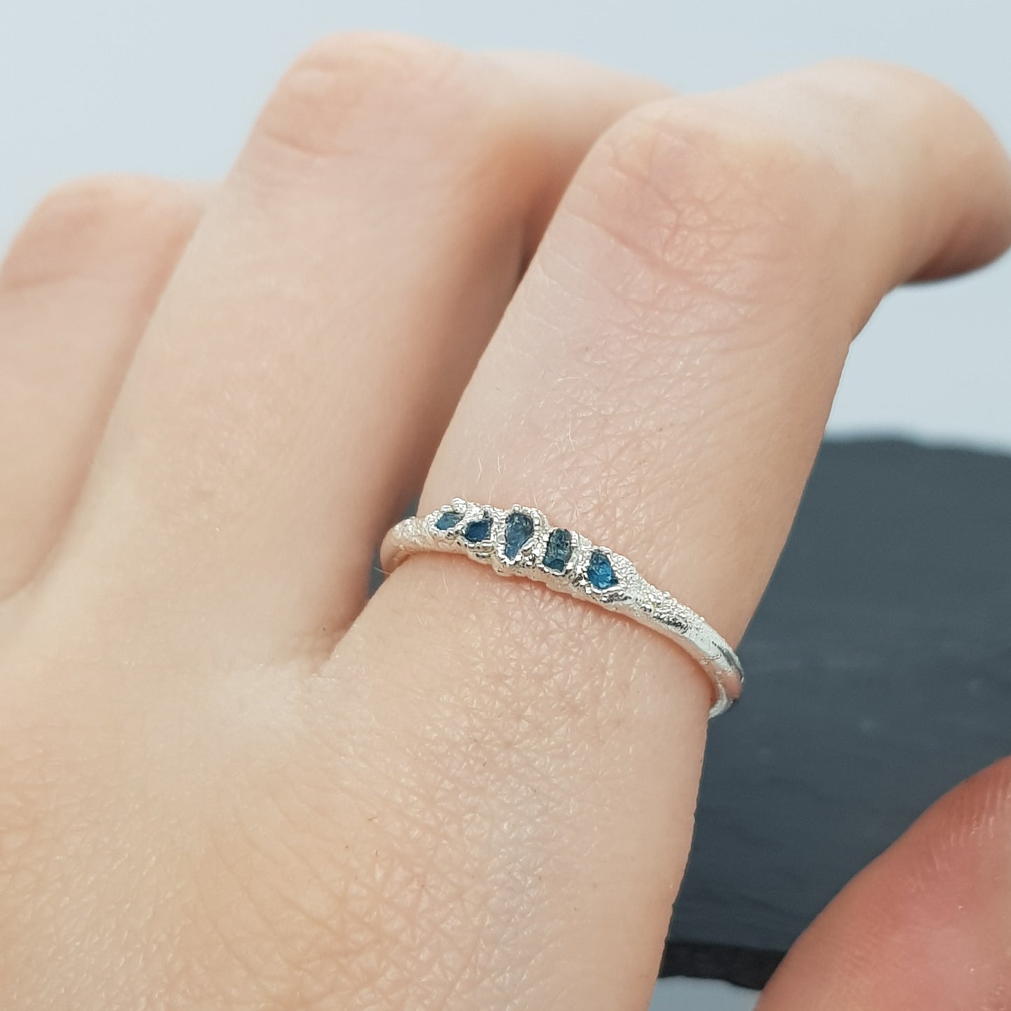 raw multi apatite silver ring