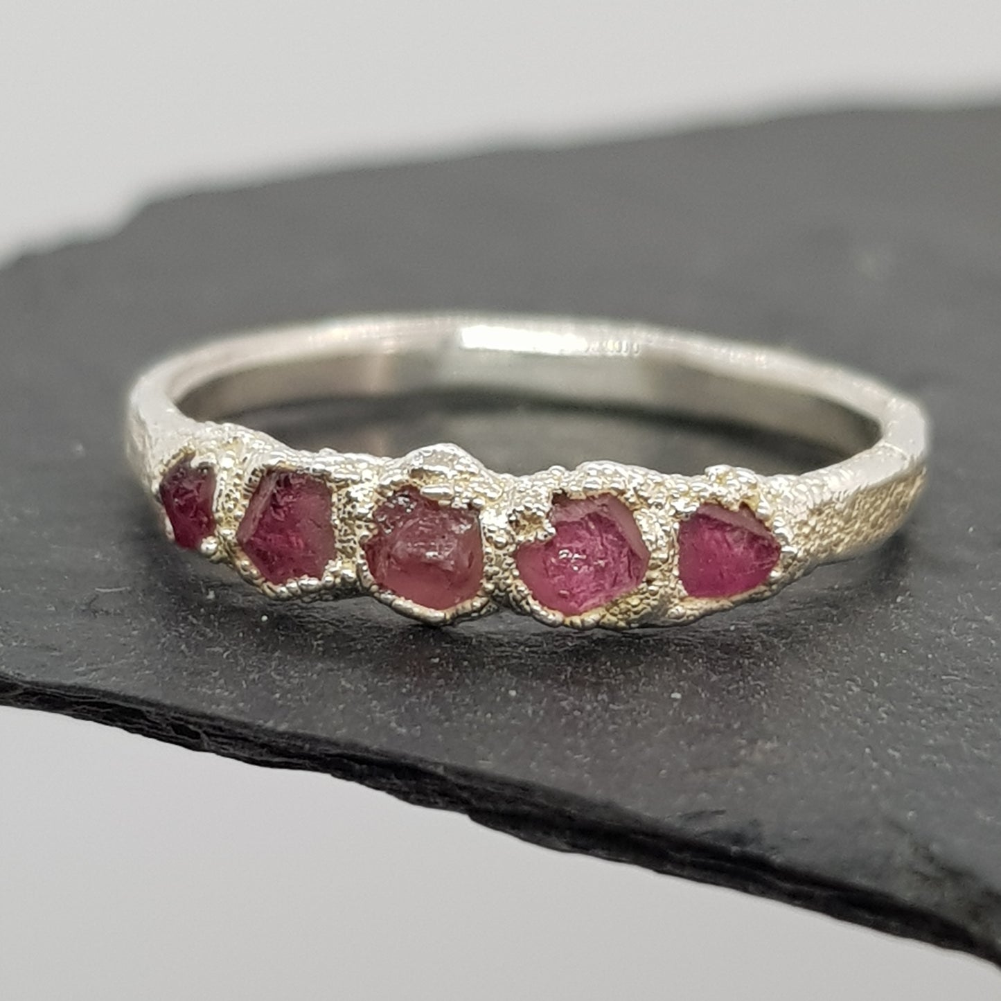 electroformed raw gemstone ring silver