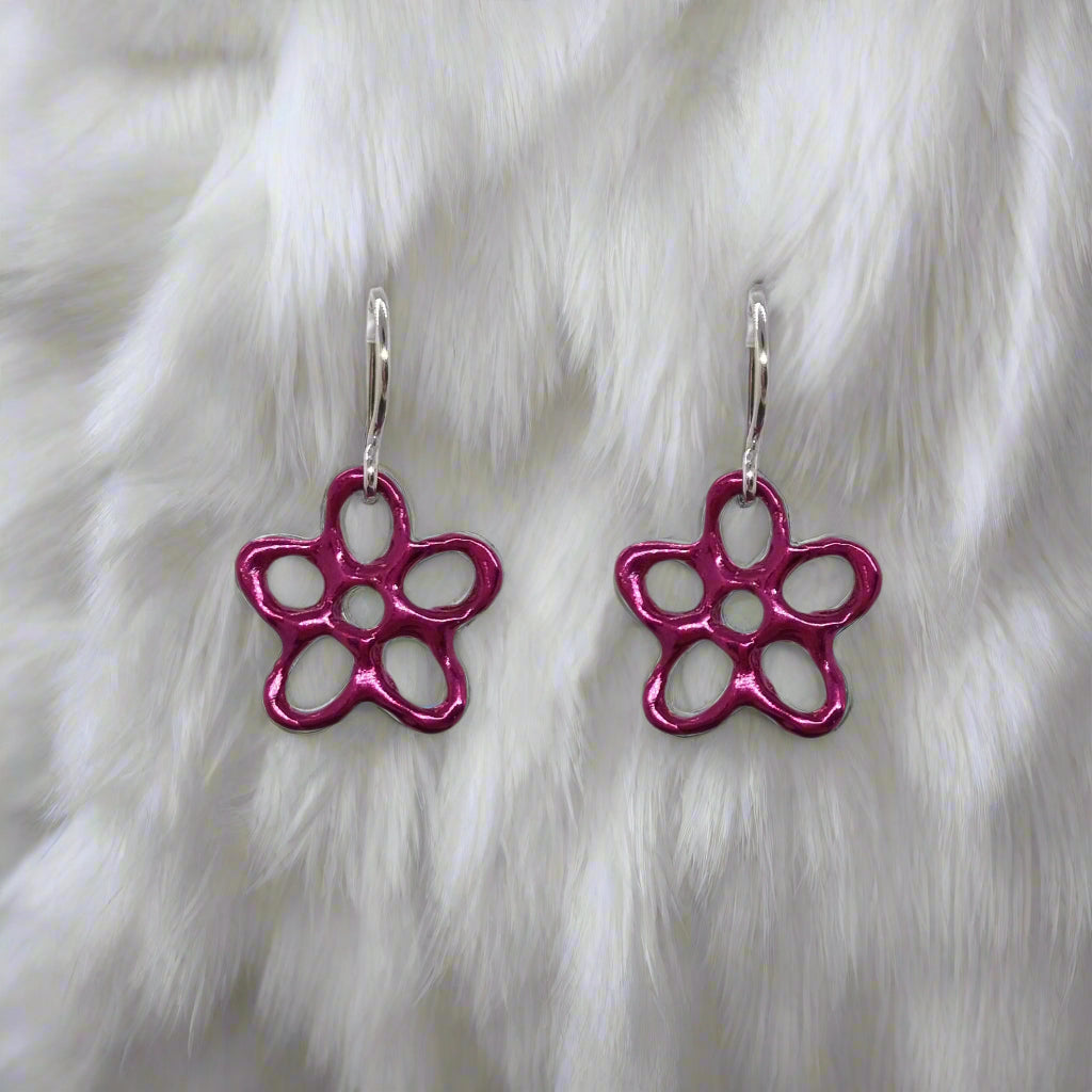 Pink Molten Flower Earrings