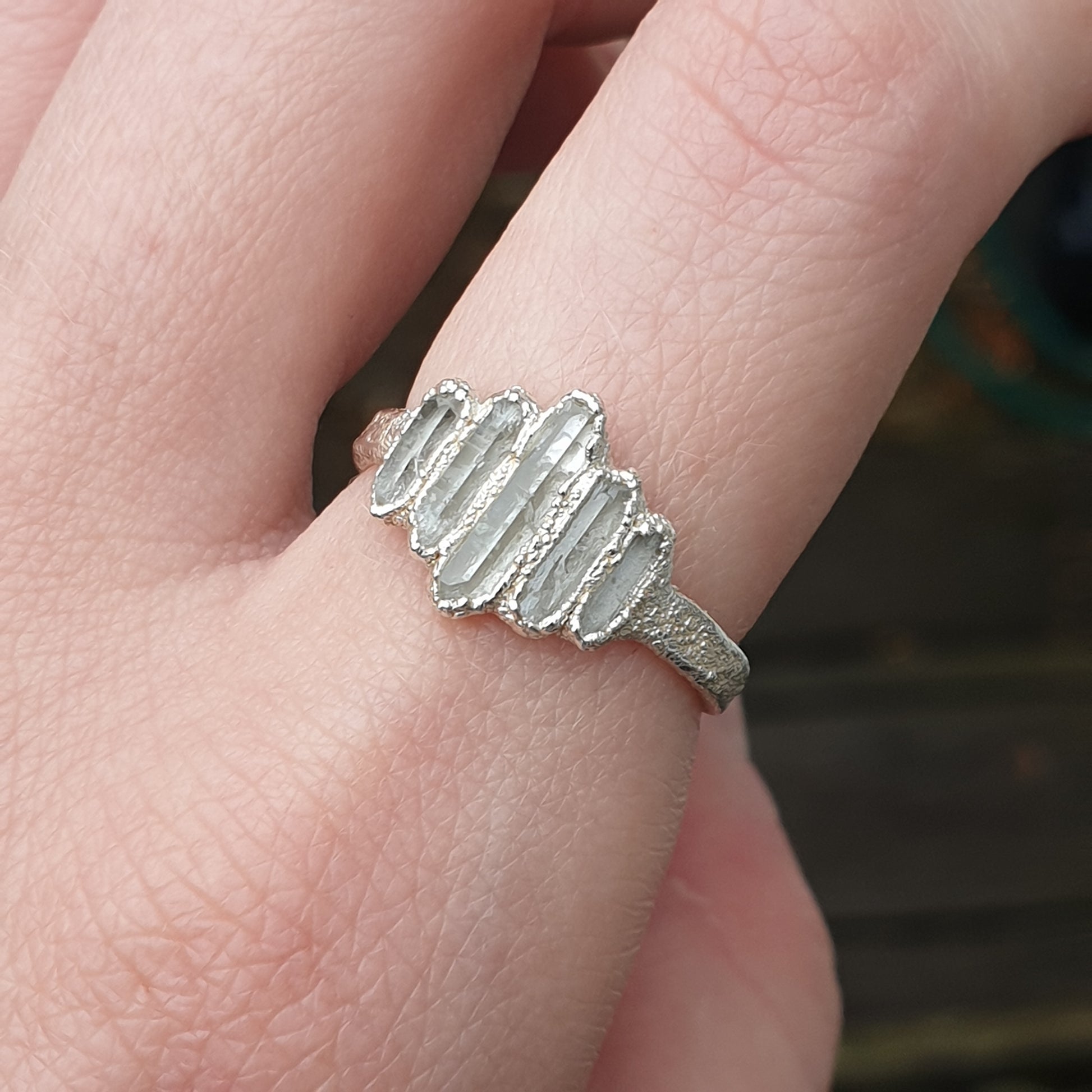 raw quartz point ring sterling silver