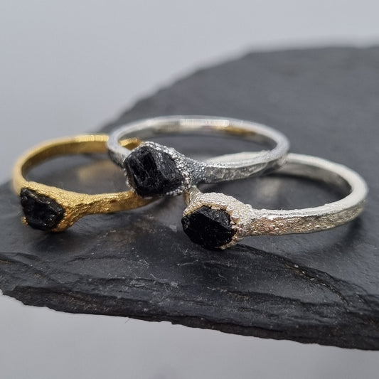 Raw Black Tourmaline Ring