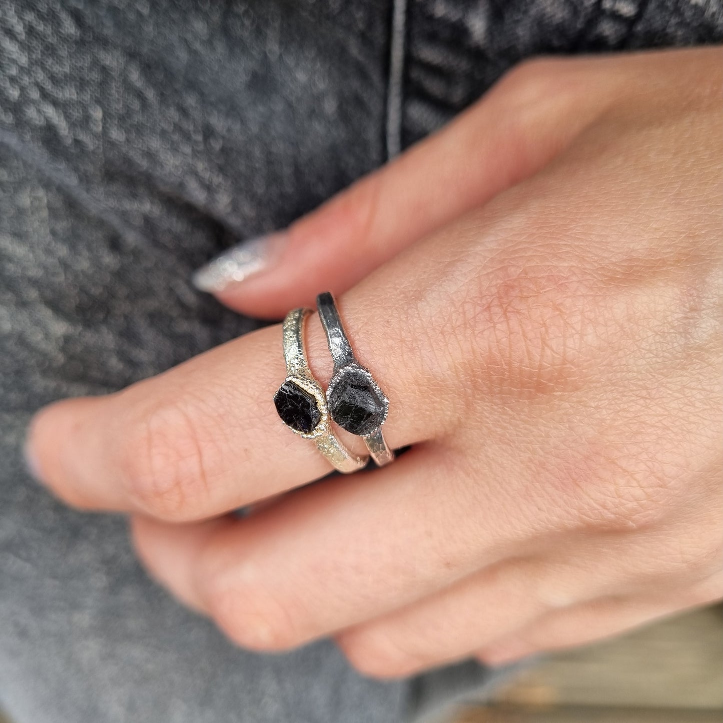 Raw Black Tourmaline Ring