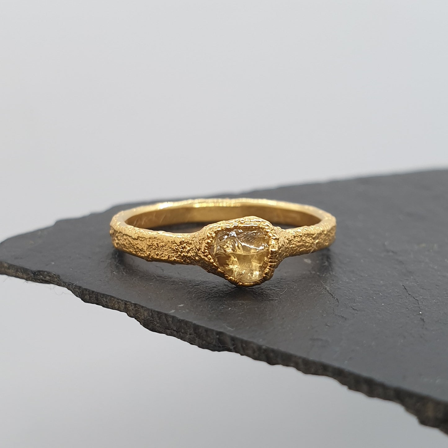 raw citrine gold vermeil ring November birthstone