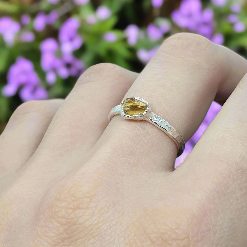 citrine sterling silver birthstone ring