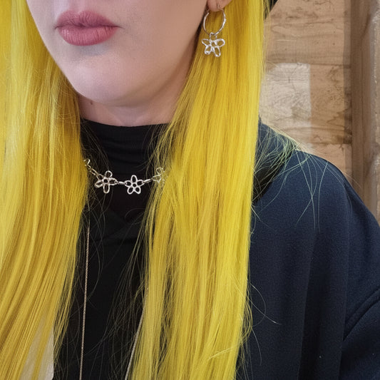 Molten Flower Hoop Earrings