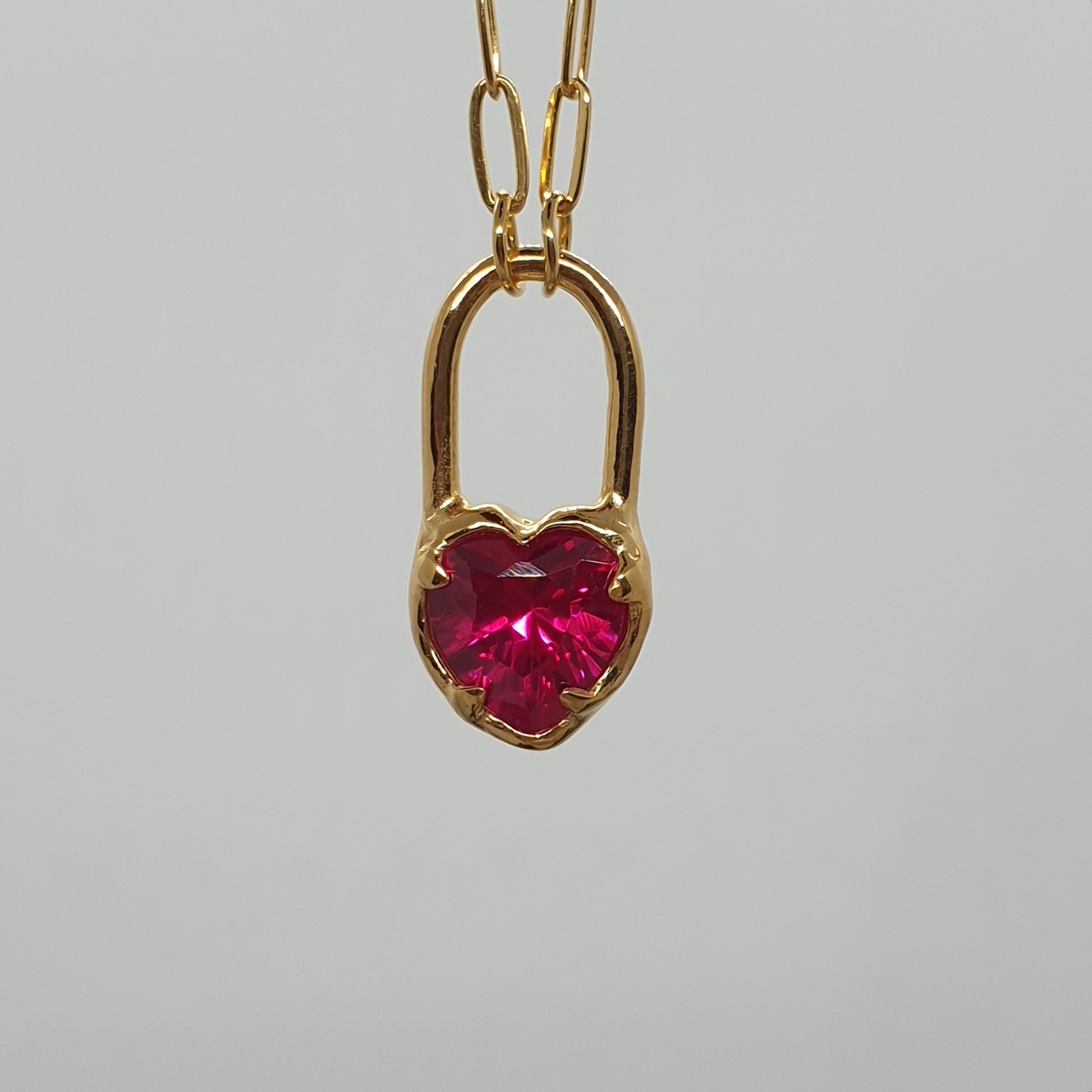 gold ruby heart locket necklace