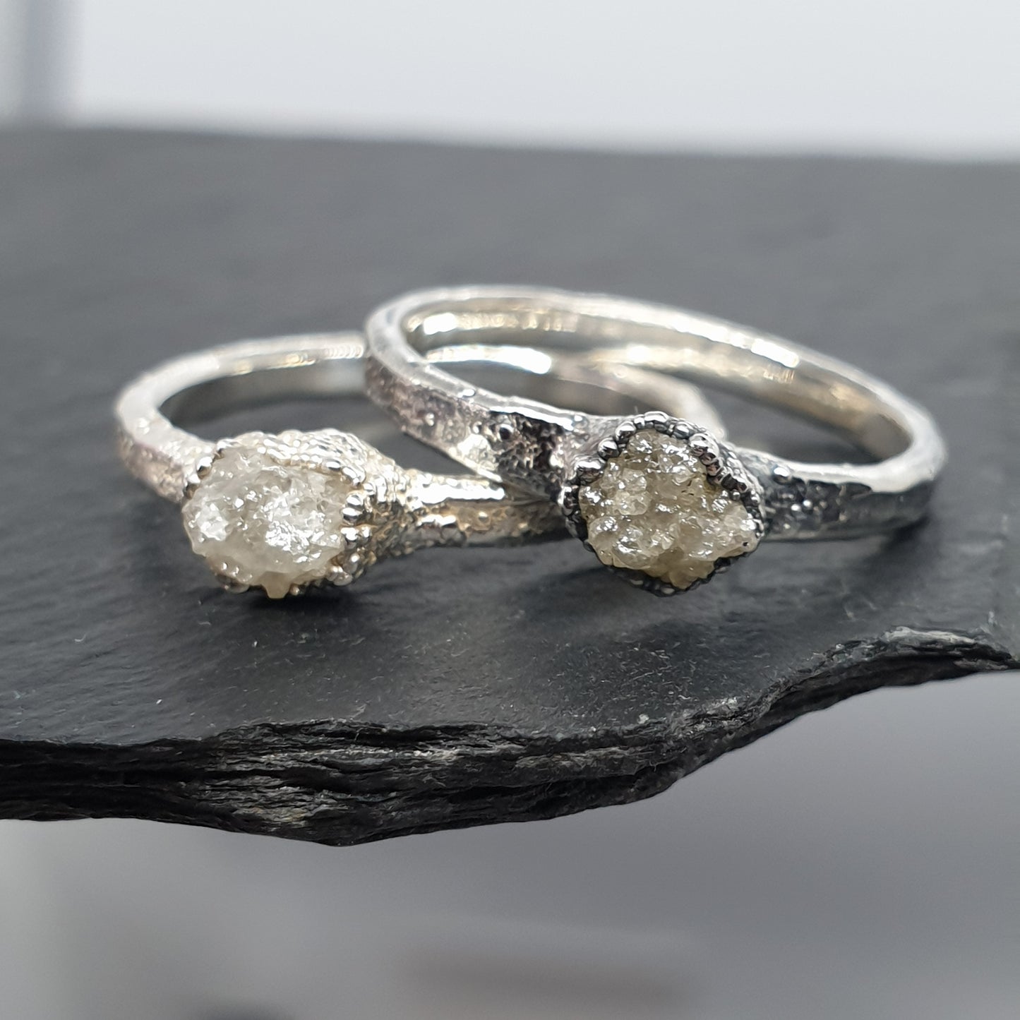 Raw White Diamond Ring