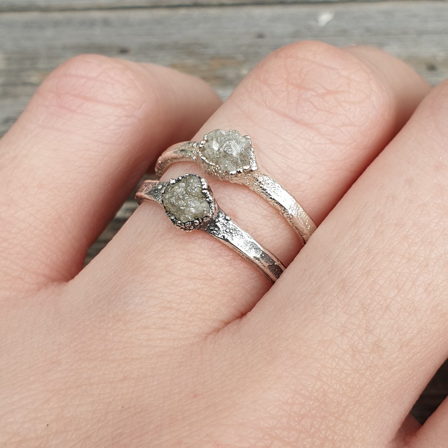 Raw White Diamond Ring