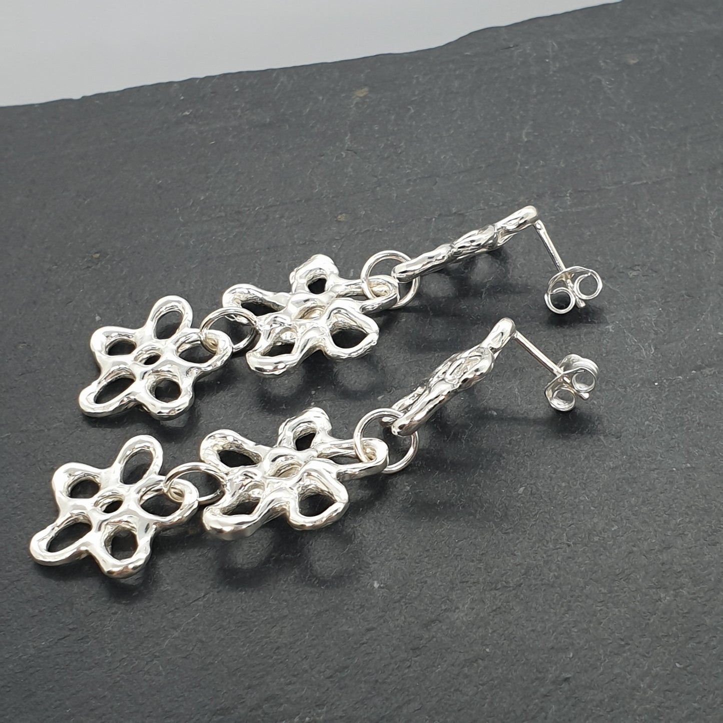 sterling silver flower stud earrings