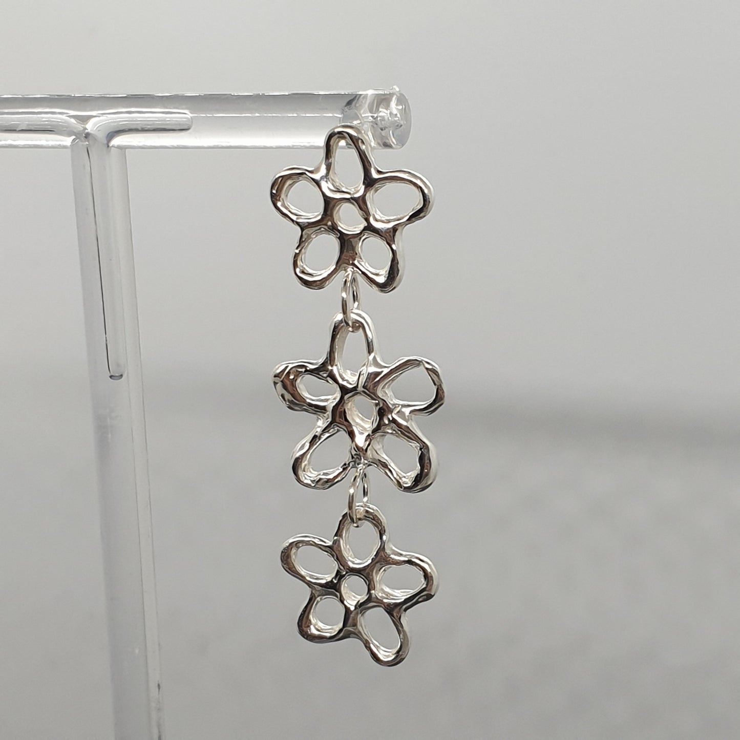molten flower earrings sterling silver