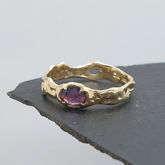 Winza Pink and Blue Rose Cut Sapphire 9ct Gold Ring