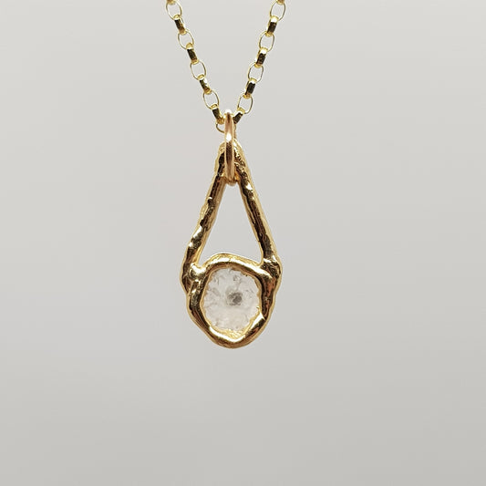 raw diamond slice 9ct gold necklace
