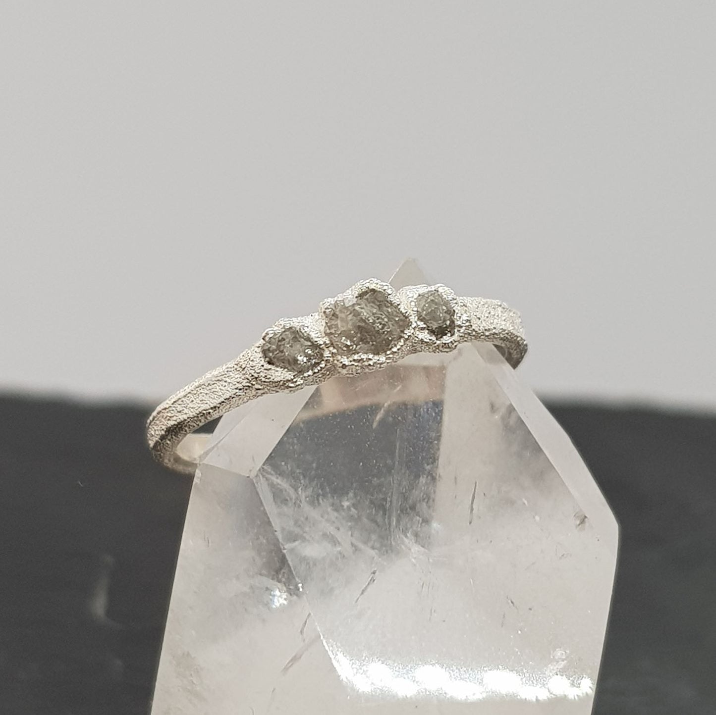 Triple Raw White Diamond Ring
