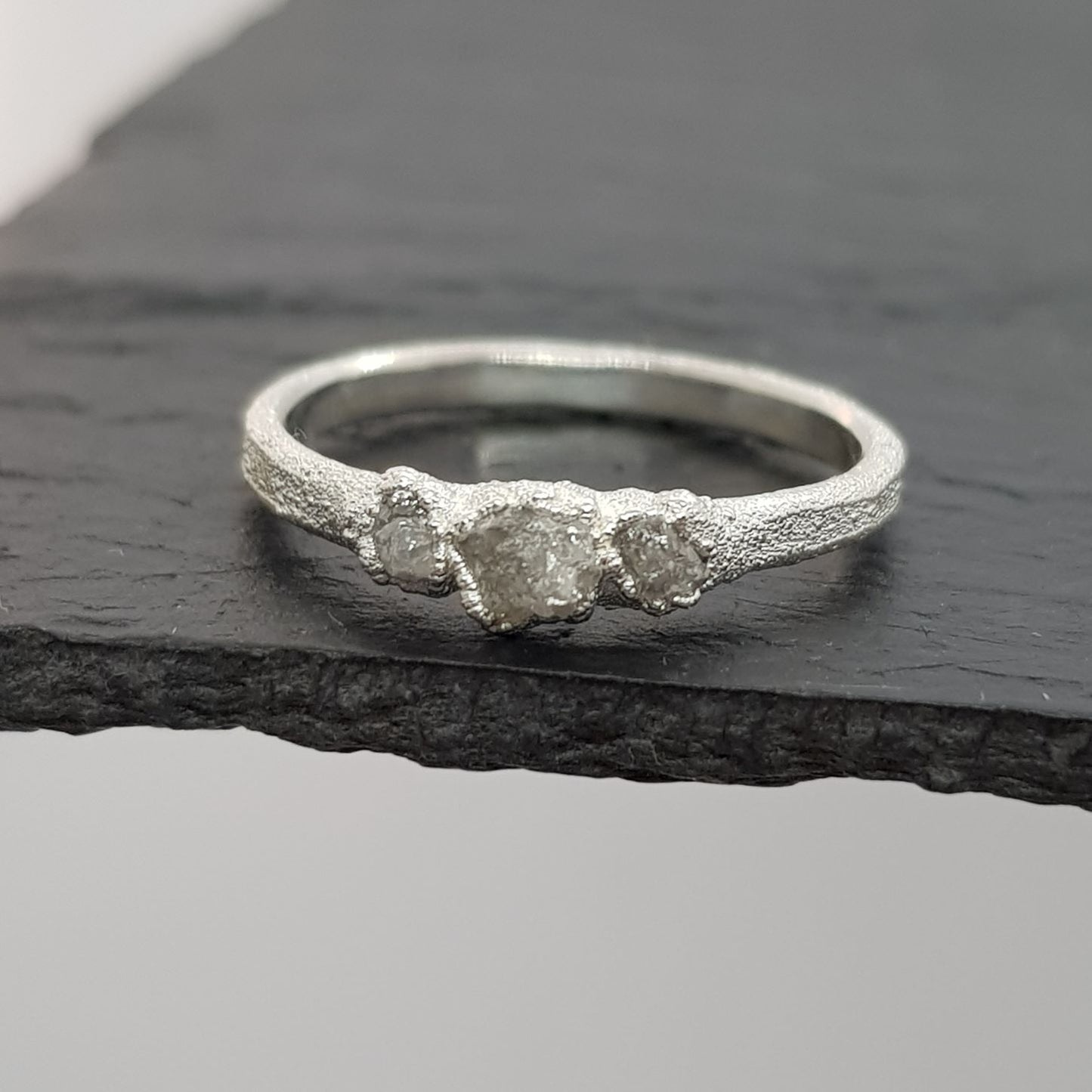 Triple Raw White Diamond Ring