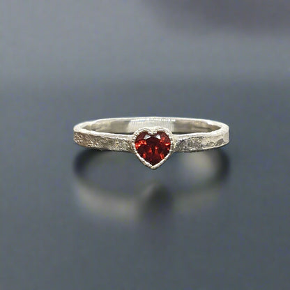 Garnet Heart Ring