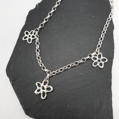 Triple Molten Flower Necklace