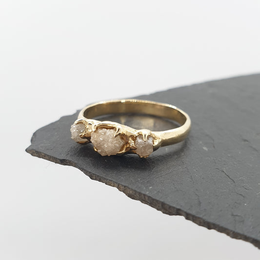 9ct yellow gold multi raw diamond ring