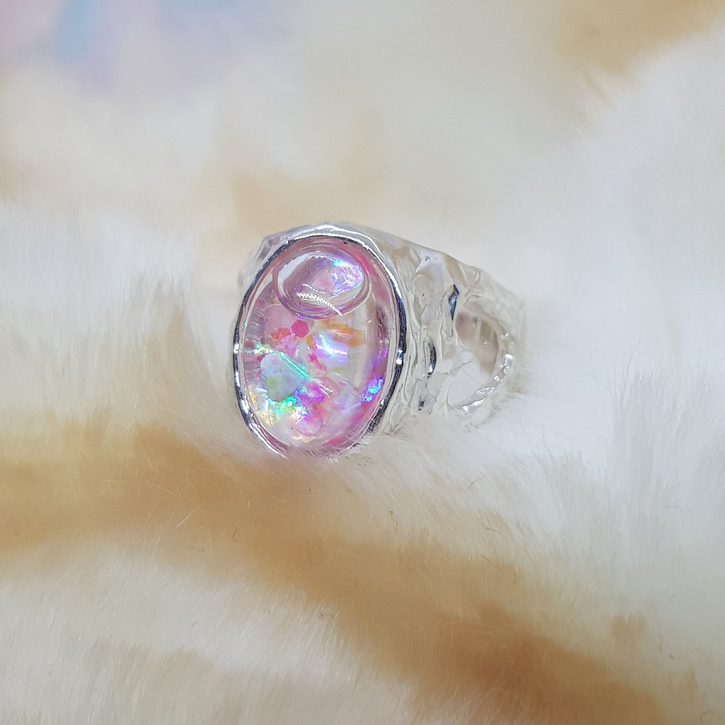 snow globe shaker ring sterling silver