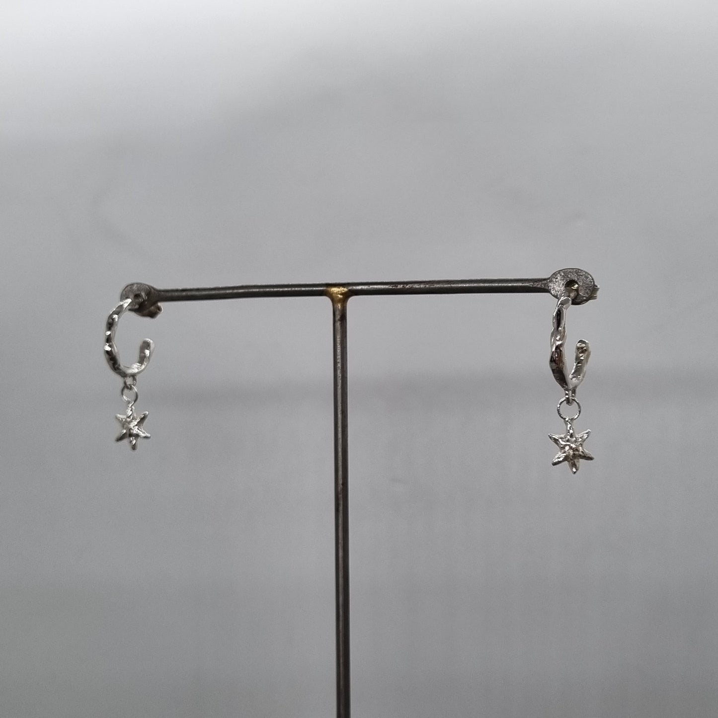 Tiny Molten Star Hoop Earrings