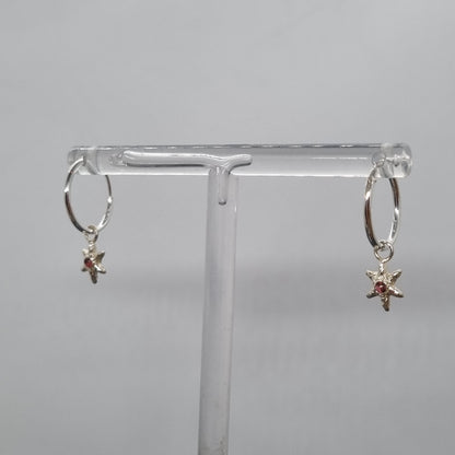 Tiny Molten Star Pink Tourmaline Hoop Earrings
