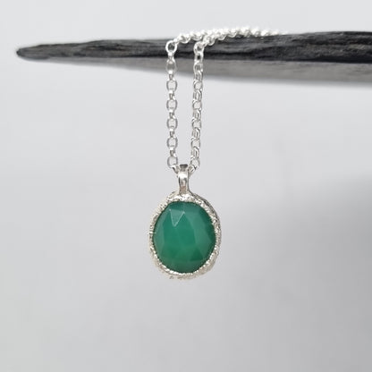 Sterling Silver Freeform Chrysoprase necklace handmade by Jo Cooper Jewellery