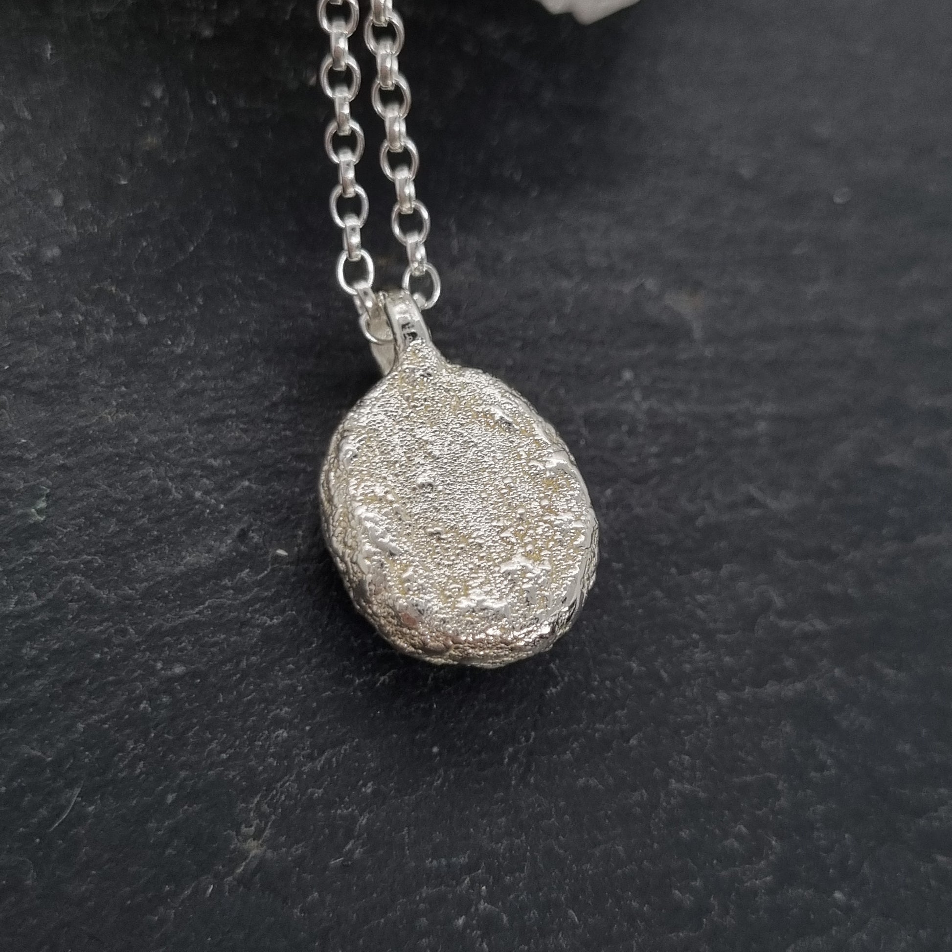 Textured Rustic Sterling Silver necklace handmade by Jo Cooper Jewellery