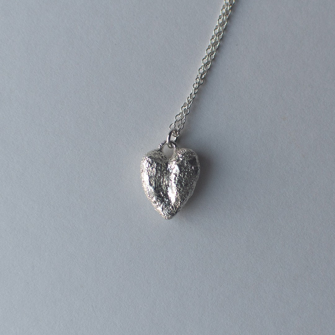 Clear Glass Heart Molten Sterling Silver Necklace - JC X SIECES GLASS