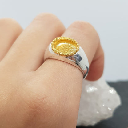 Large Crater Ring Gold Finish