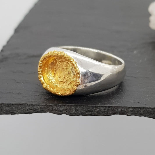 Large Crater Ring Gold Finish