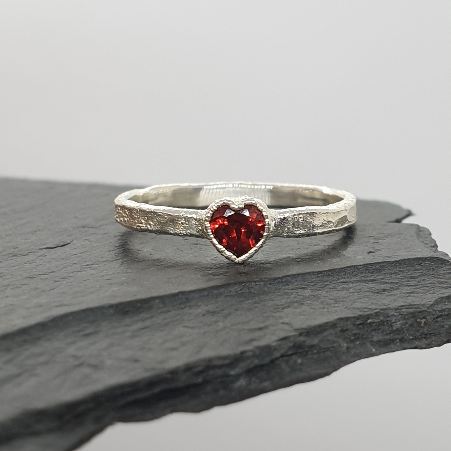 Garnet Heart Ring