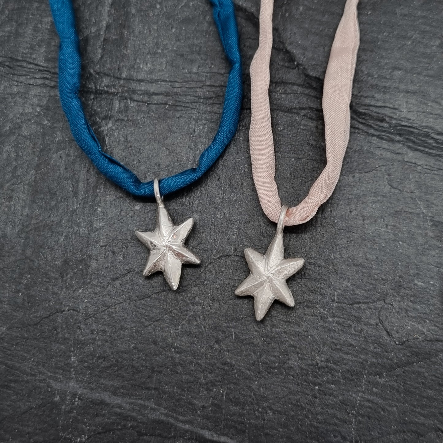 Silk Cord Silver Pendant Necklace