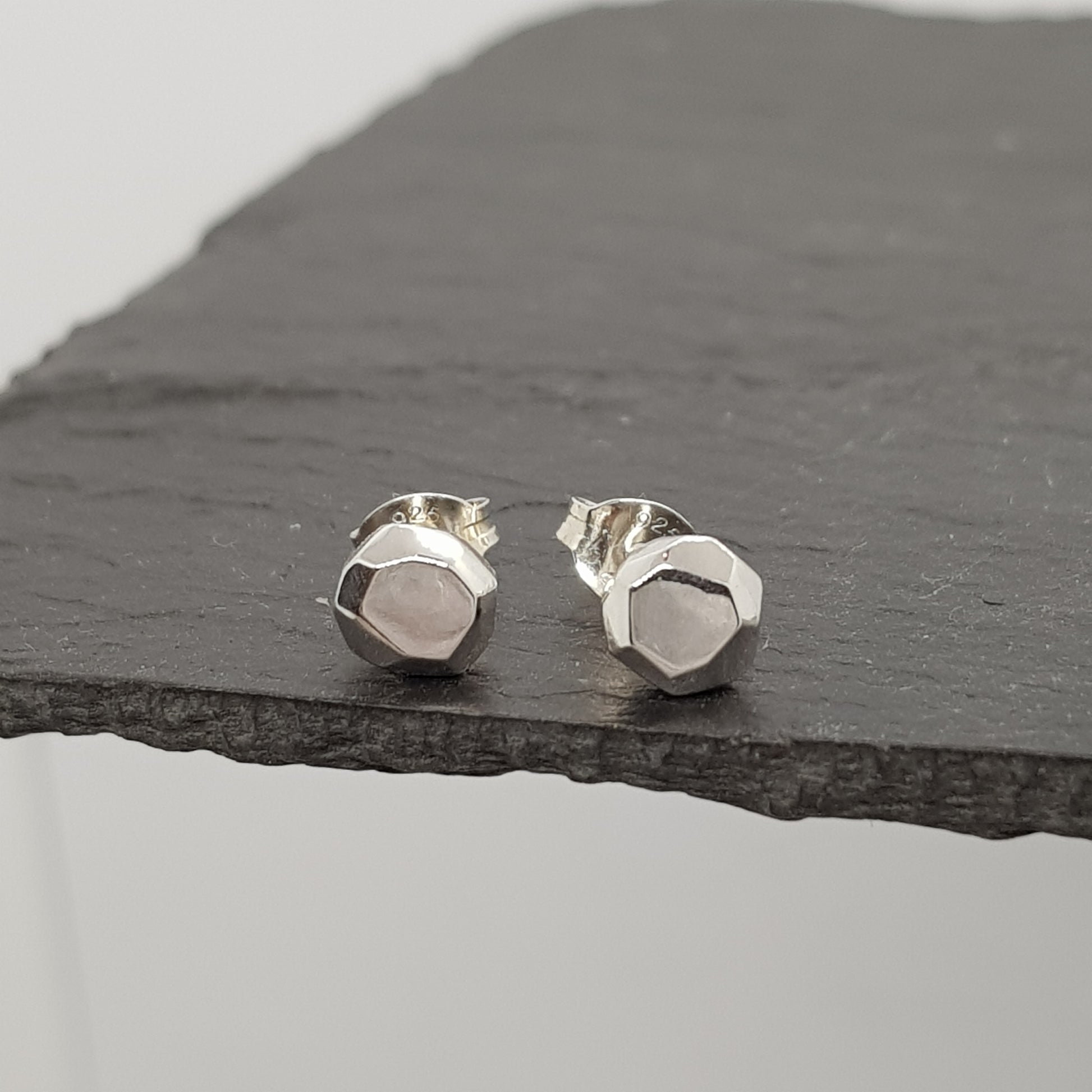 faceted sterling silver stud earrings