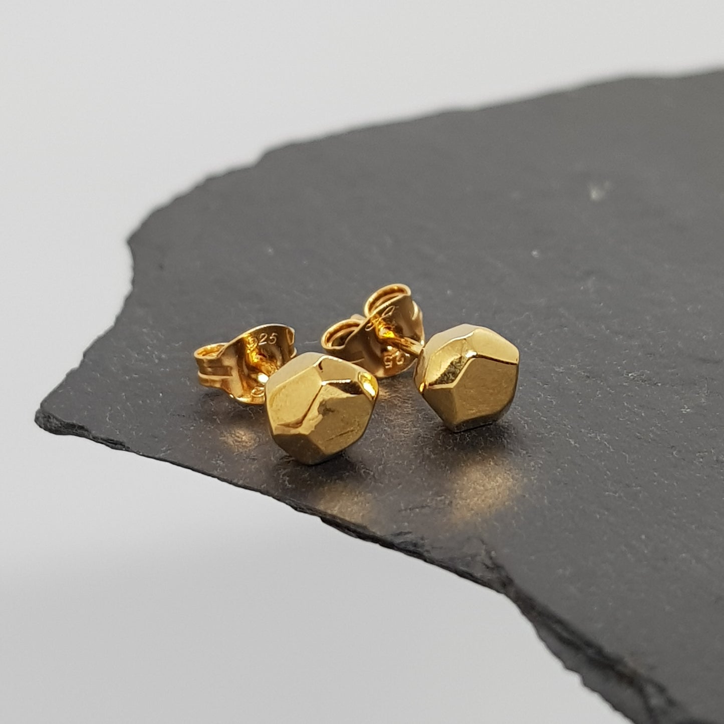 faceted gold vermeil stud earrings