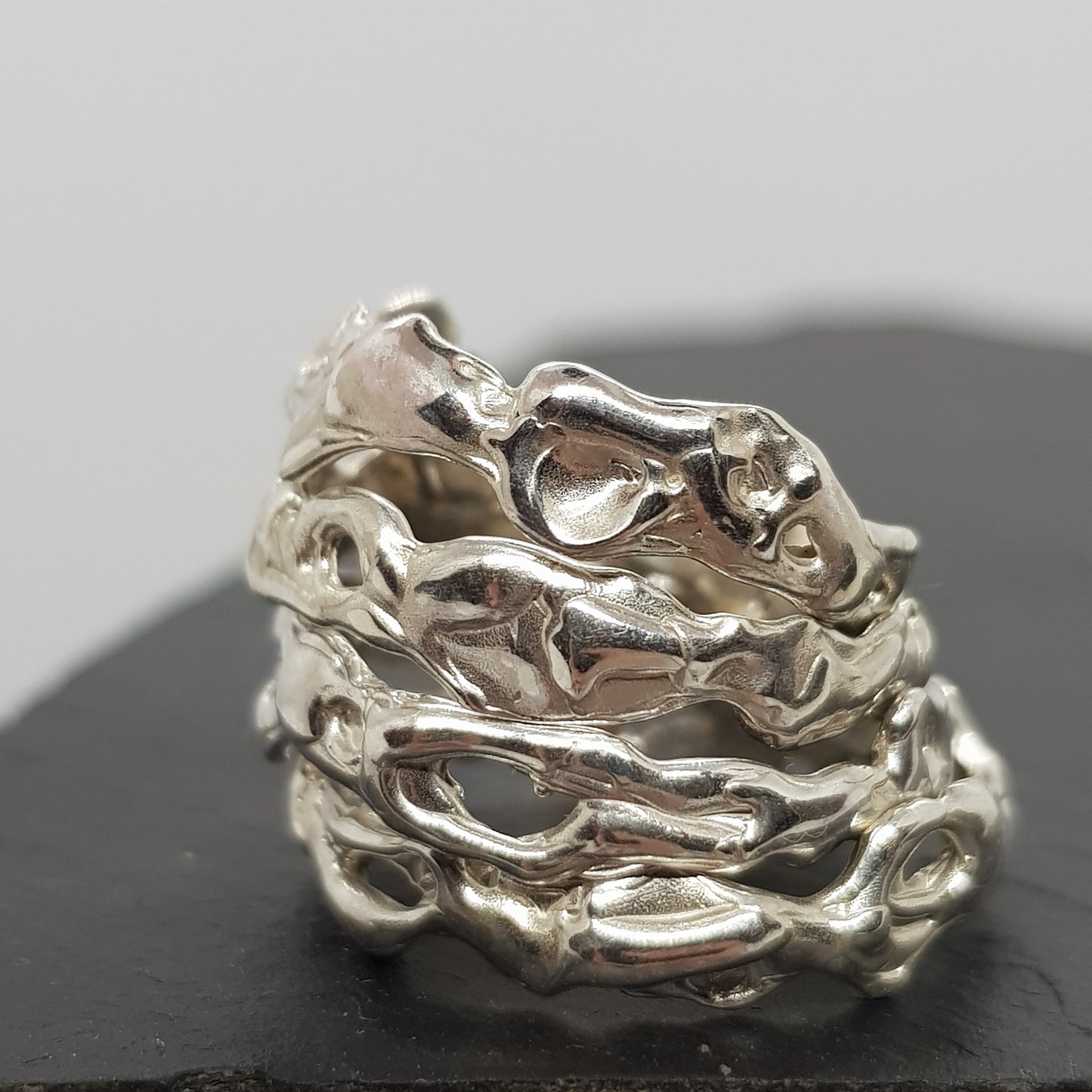 blob textured sterling silver rings