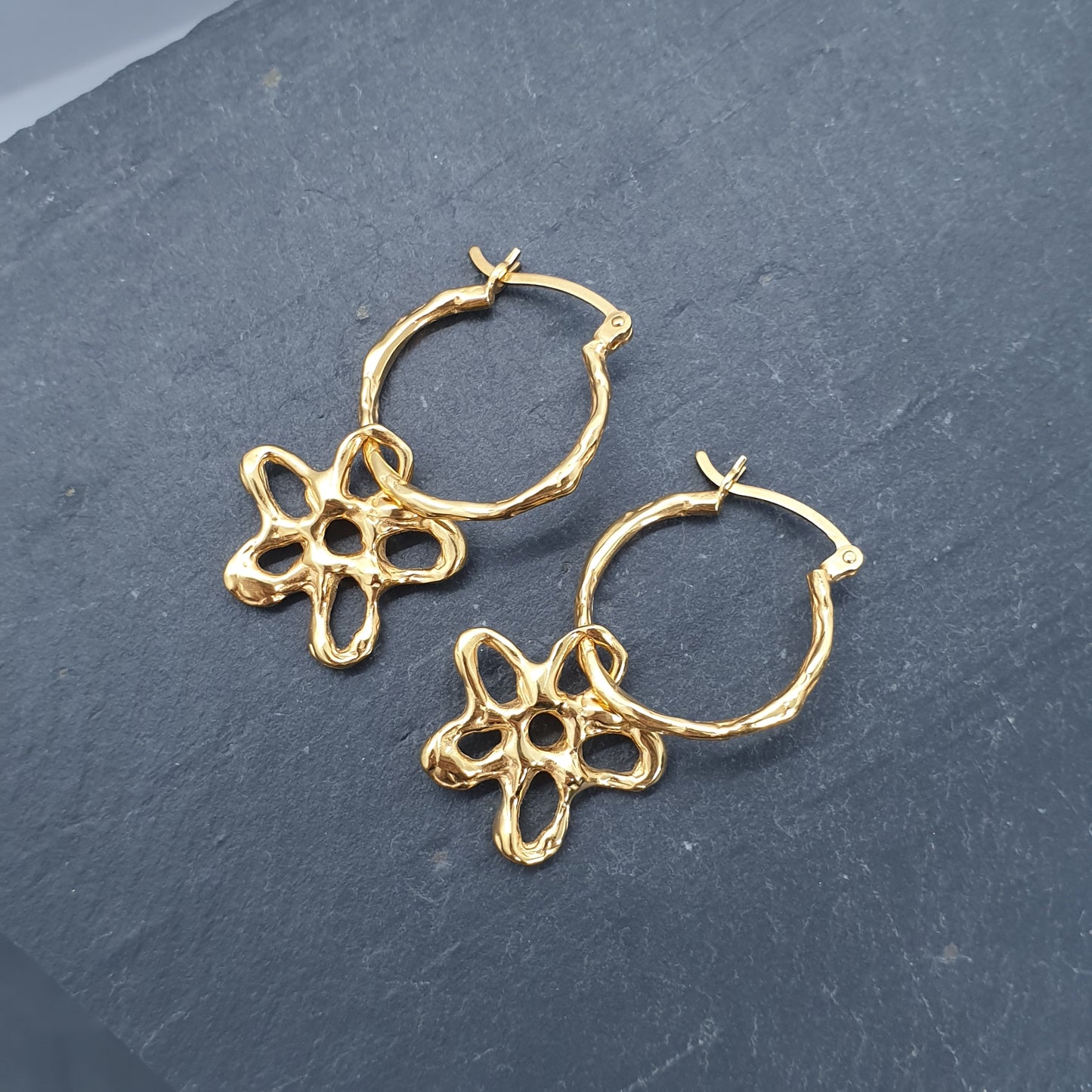 Molten Flower Hoop Earrings