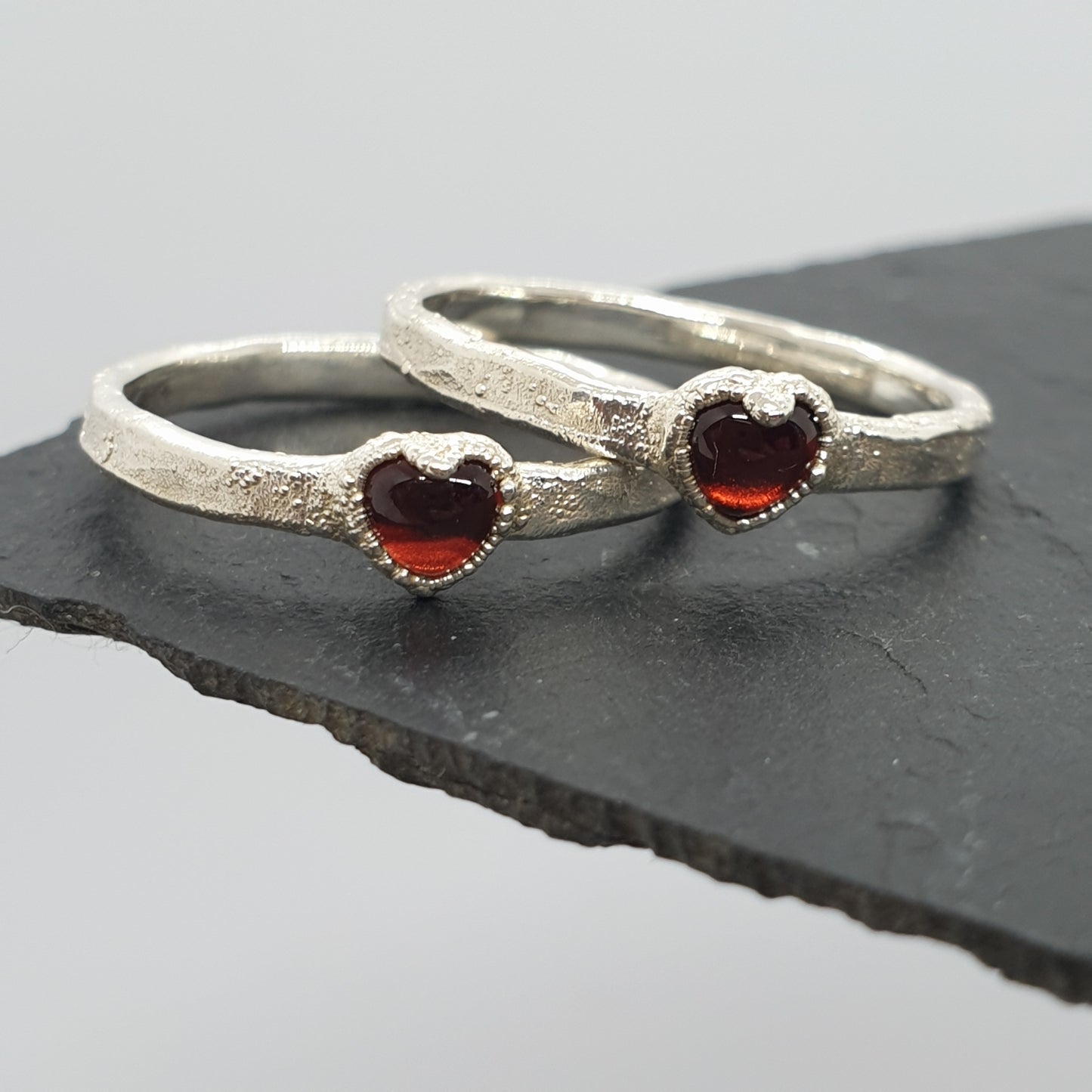 Garnet Heart Cabochon Ring